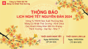 THÔNG BÁO NGHĨ TẾT NGUYÊN ĐÁN 2024